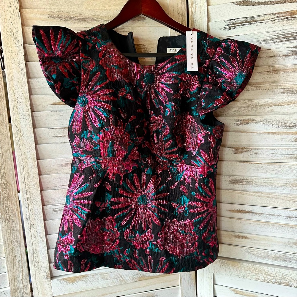 Trina Turk Metallic Jacquard Top